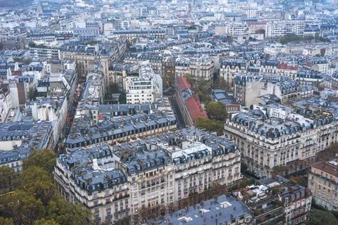 Panoramic view from Paris, taken from the Eiffeltower Stock Photos