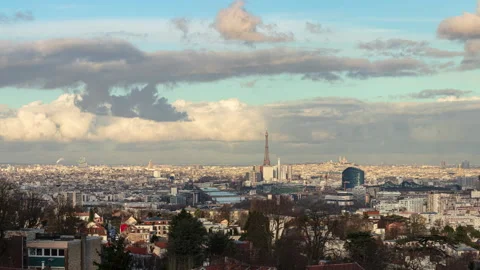 Panoramic View on Paris Timelapse Stock Footage 155023981