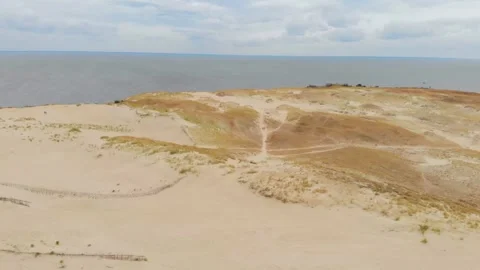 Panoramic view of the Parnidis Dune and the Baltic Sea on the Curonian Spit in N Stock Footage 321755506