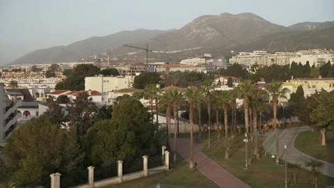Panoramic view of Parque de la Baterie from Torre Mirador in Torremolinos Stock Footage 240203711