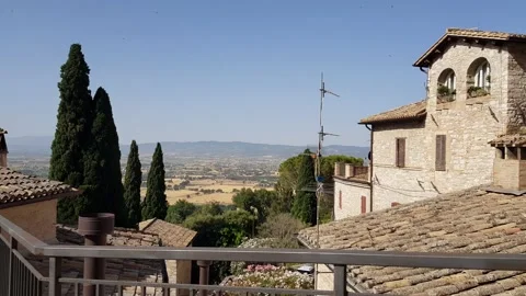 Panoramic view of a part of Assisi Stock Footage 202326047