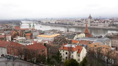 Panoramic view of the part of Budapest Stock Footage 307204955