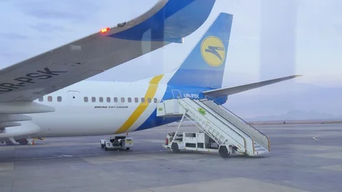 Panoramic View of The Passenger Aircraft Stock Footage 129197140