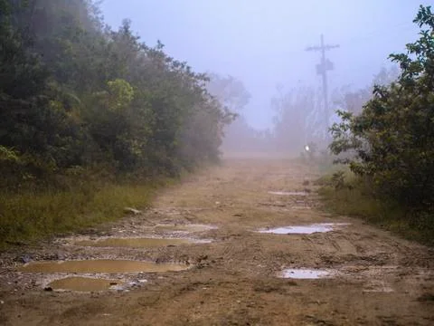 Panoramic view of a path within the mountains and trees of the Sierra Maestra Stock Photos