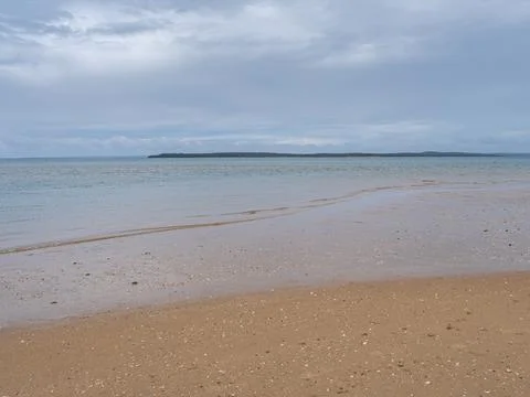 Panoramic view of peaceful beach and turquoise ocean water in Australia Foto stock