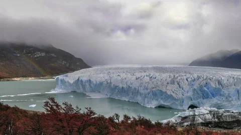 Panoramic view of perito moreno glacier in patagonia with cloudy sky Stock Footage 278848710