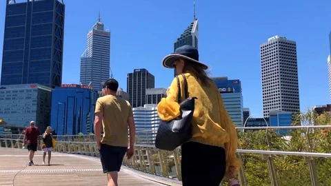 Panoramic view on Perth CBD downtown district timelapse Stock Footage 121839446