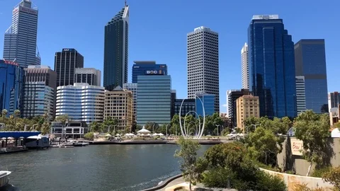 Panoramic view on Perth CBD downtown district timelapse Stock-Footage 121839569