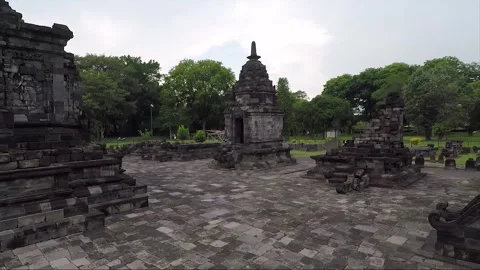 Panoramic View, Perwara and Main Temples, Lumbung Temple, Java, Indonesia 库存影片 306089549