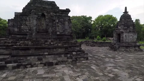 Panoramic View, Perwara and Main Temples, Lumbung Temple, Java, Indonesia Stock Footage 306172393