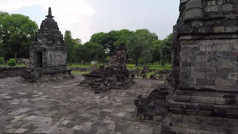 Panoramic View, Perwara and Main Temples, Lumbung Temple, Java, Indonesia 스톡 동영상 306172934
