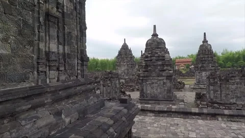 Panoramic View of Perwara Temples, Buddhist Stupas, Sewu Temple, Indonesia Video stock 284148570