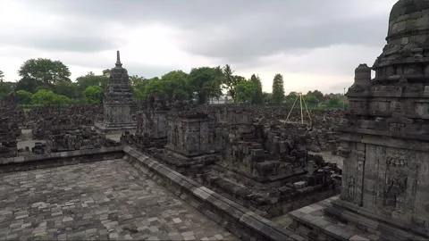 Panoramic View of Perwara Temples, Buddhist Stupas, Sewu Temple, Indonesia Stock-Footage 285072362