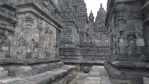Panoramic View of Perwara Temples, Buddhist Stupas, Sewu Main Temple, Indonesia Stock Footage 285231211