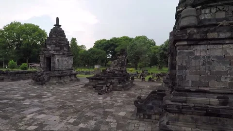 Panoramic View, Perwara Temples, Lumbung Temple, Java, Indonesia 스톡 동영상 306090087