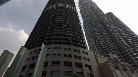 Panoramic view of Petronas or Twin towers skyscrapers, Kuala Lumpur, Malaysia Stock Footage 165205860