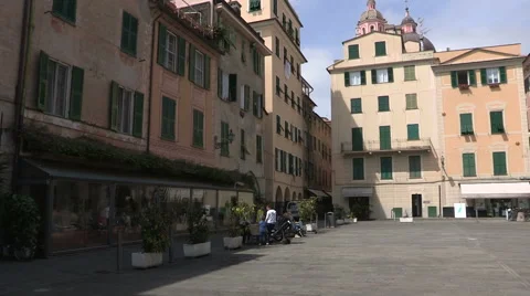 Panoramic view of Phoenix Square in Chiavari Stock Footage 57093318