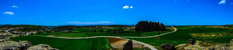 Panoramic view of the Phrygian valley located between Afyon and Stock Photos