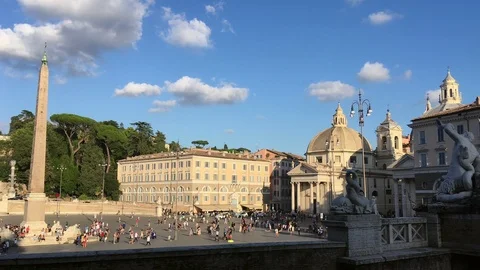 Panoramic view of Piazza del Popolo in Rome Stock Footage 119156087