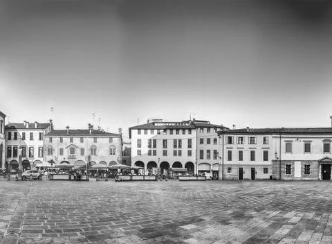 Panoramic view of Piazza Duomo, central square in Padua, Italy Stock Photos