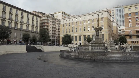 Panoramic view on Piazza Municipio in Naples Stock Footage 109408242