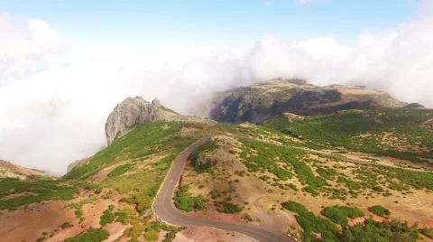 Panoramic view Pico do Arieiro, Madeira aerial view Stock-Footage 68290206
