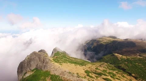 Panoramic view Pico do Arieiro, Madeira aerial view Stock Footage 68290689