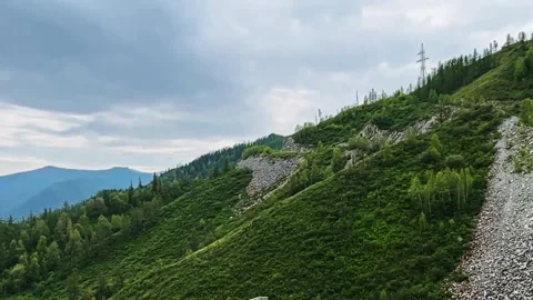 Panoramic view of the picturesque mountain valley from above. Slow motion video. Stock Footage 248789996