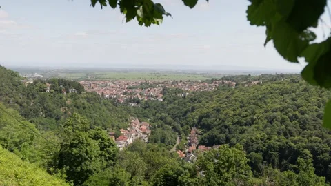 Panoramic View of the Picturesque Town Bad Dürkheim Nestled in a Lush Green Stock Footage 336508339