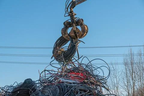 Panoramic view of a pile of rusty scrap metal at a landfill for recycling Stock Photos