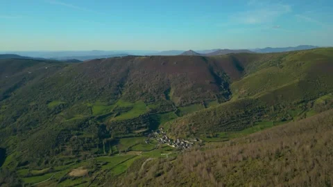 Panoramic View Of Piornedo Village In Mountains Stock Footage 274495553