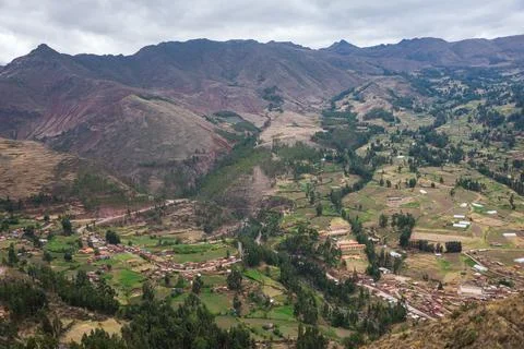 Panoramic View of Pisac Valley, Peru - Rural Landscape Stock Photos