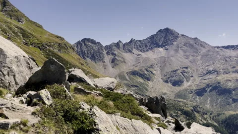 Panoramic view of Pizzo Stella mountain - Alpine landscape in Italian Alps Stock Footage 328392279
