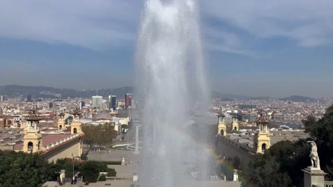 Panoramic view on Placa de Espanya and the fountain in Barcelona Video stock 152423189