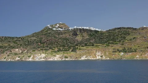 Panoramic view of Plaka, chief town of Milos island on Kаstrο hill, Greece Stock Footage 117589371
