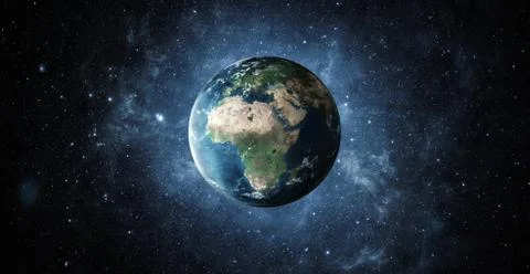 Panoramic view of planet earth with copy space, 3d render Stock Illustration