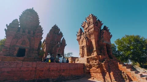 Panoramic View of Po Klong Garai Cham Temple Complex in Ninh Thuan Vietnam Stock Footage 335654359