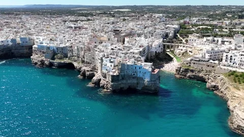 Panoramic view of Polignano a Mare in Puglia, Italy Stock Footage 317958705