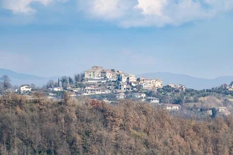 Panoramic view of Ponzano Romano Stock Photos