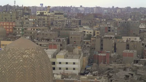 Panoramic view of a poor district in central Cairo Stock Footage 126451780