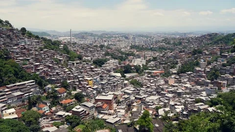 Panoramic View Of A Poor Residential Area Of A Big City (Rio De Janeiro, Brazil) Stock Footage 167606812