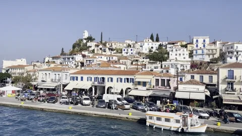 Panoramic view of poros Stock Footage 294506654