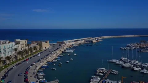 Panoramic view of the port of Bari, Apulia, Italy Stock Footage 124215703