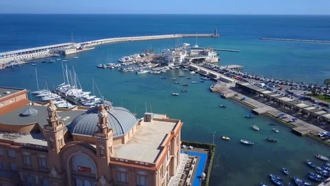 Panoramic view of the port of Bari Stock Footage 124215760