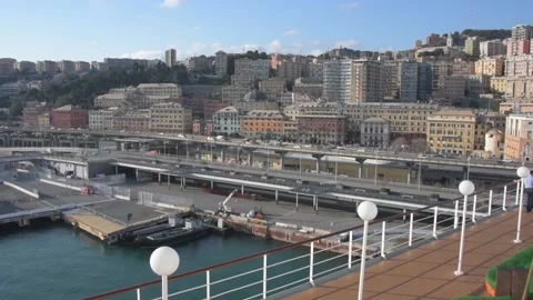 Panoramic view of the port of genoa Stock Footage 137954309