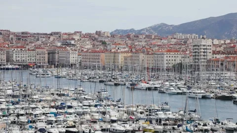 Panoramic view of port of Marseille Stock Footage 241501124