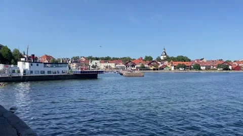 Panoramic view of the port of västervik Video stock 158149636