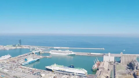 Panoramic view of Port Vell, Barcelona, Catalonia, Spain. Video stock 78207679