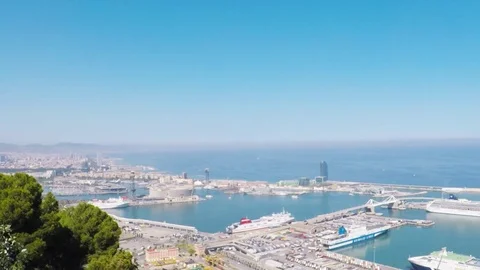 Panoramic view of Port Vell, Barcelona, Catalonia, Spain. Stock-Footage 78207724