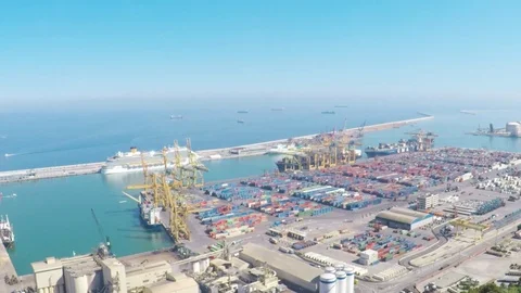 Panoramic view of Port Vell, Barcelona, Catalonia, Spain. Stock Footage 78207815
